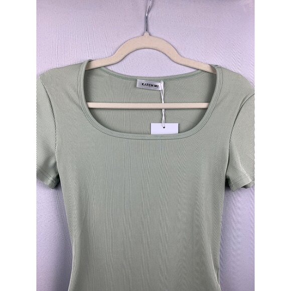 Women’s NWT Katch Me Green Sage Ribbed Bodysuit Size S/M - Picture 3 of 10